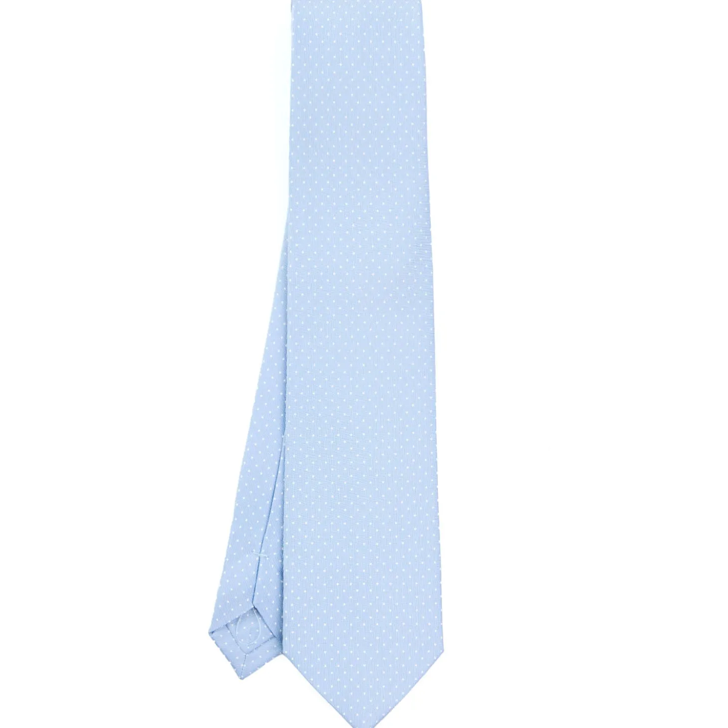 CRAVATTA SARTORIALE CLASSICA IN SETA AZZURRA Pois