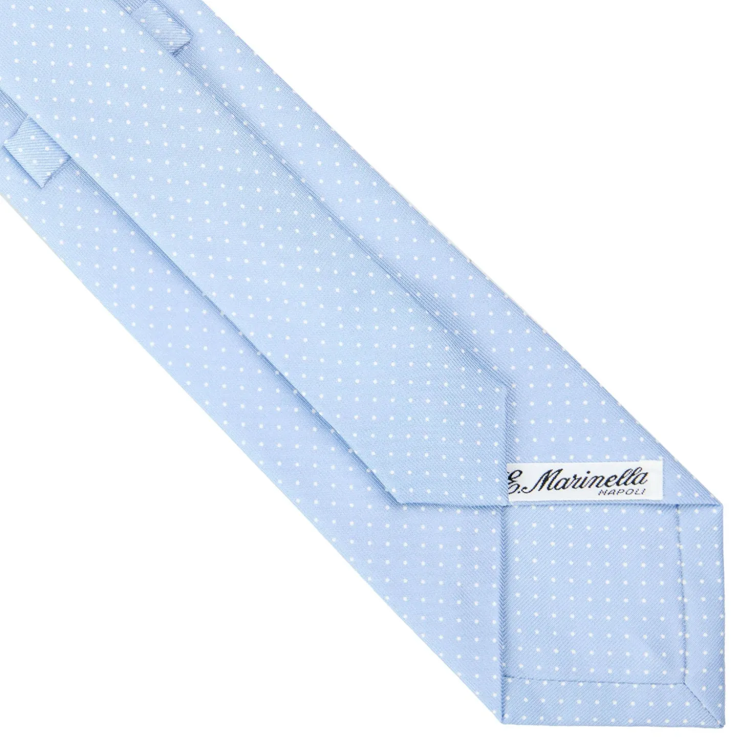 CRAVATTA SARTORIALE CLASSICA IN SETA AZZURRA Pois