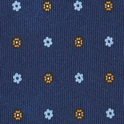 CRAVATTA SARTORIALE CLASSICA IN SETA BLU SCURO Microfantasia fiore