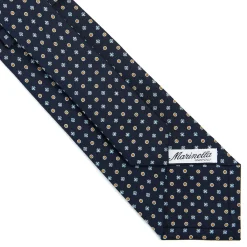 CRAVATTA SARTORIALE CLASSICA IN SETA BLU SCURO Microfantasia fiore