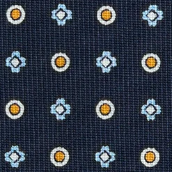 CRAVATTA SARTORIALE CLASSICA IN SETA BLU SCURO Microfantasia fiore
