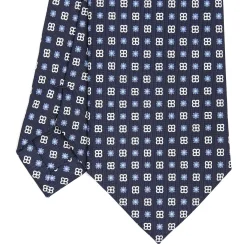 CRAVATTA SARTORIALE CLASSICA IN SETA BLU SCURO Microfantasia fiore