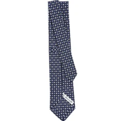 CRAVATTA SARTORIALE CLASSICA IN SETA BLU SCURO Microfantasia fiore