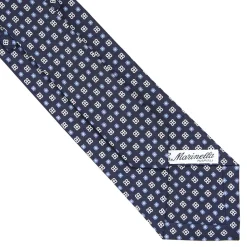 CRAVATTA SARTORIALE CLASSICA IN SETA BLU SCURO Microfantasia fiore