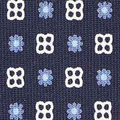 CRAVATTA SARTORIALE CLASSICA IN SETA BLU SCURO Microfantasia fiore