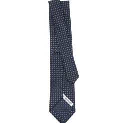 CRAVATTA SARTORIALE CLASSICA IN SETA BLU SCURO Microfantasia fiore
