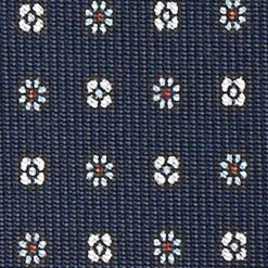 CRAVATTA SARTORIALE CLASSICA IN SETA BLU SCURO Microfantasia fiore