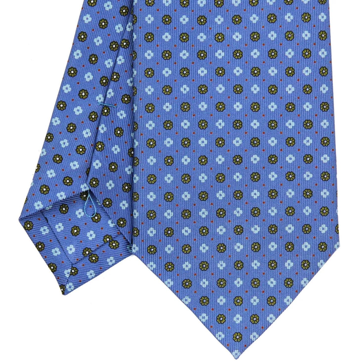 CRAVATTA SARTORIALE CLASSICA IN SETA AZZURRO POLVERE Microfantasia fiore