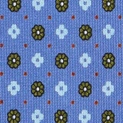 CRAVATTA SARTORIALE CLASSICA IN SETA AZZURRO POLVERE Microfantasia fiore