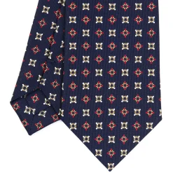 CRAVATTA SARTORIALE CLASSICA IN SETA BLU SCURO Microfantasia fiore