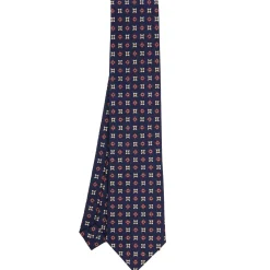 CRAVATTA SARTORIALE CLASSICA IN SETA BLU SCURO Microfantasia fiore