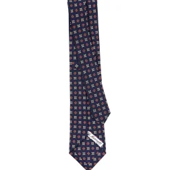 CRAVATTA SARTORIALE CLASSICA IN SETA BLU SCURO Microfantasia fiore