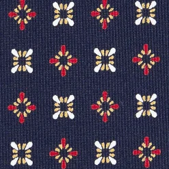 CRAVATTA SARTORIALE CLASSICA IN SETA BLU SCURO Microfantasia fiore