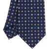 CRAVATTA SARTORIALE CLASSICA IN SETA BLU SCURO Microfantasia fiore