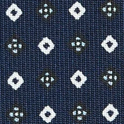 CRAVATTA SARTORIALE CLASSICA IN SETA BLU SCURO Microfantasia fiore