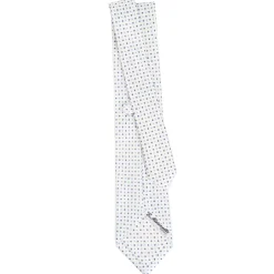 CRAVATTA SARTORIALE CLASSICA IN SETA BIANCO Microfantasia fiore