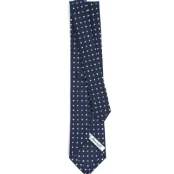 CRAVATTA SARTORIALE CLASSICA IN SETA BLU SCURO Microfantasia fiore