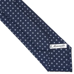 CRAVATTA SARTORIALE CLASSICA IN SETA BLU SCURO Microfantasia fiore