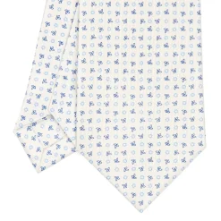 CRAVATTA SARTORIALE CLASSICA IN SETA BIANCA Microfantasia fiore