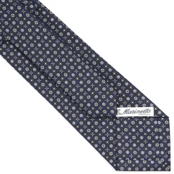 CRAVATTA SARTORIALE CLASSICA IN SETA BLU SCURO Microfantasia fiore