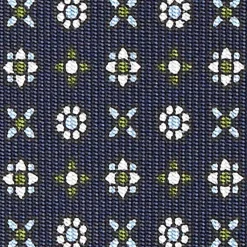 CRAVATTA SARTORIALE CLASSICA IN SETA BLU SCURO Microfantasia fiore