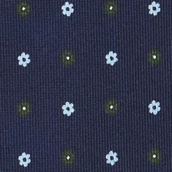 CRAVATTA SARTORIALE CLASSICA IN SETA BLU SCURO Microfantasia fiore