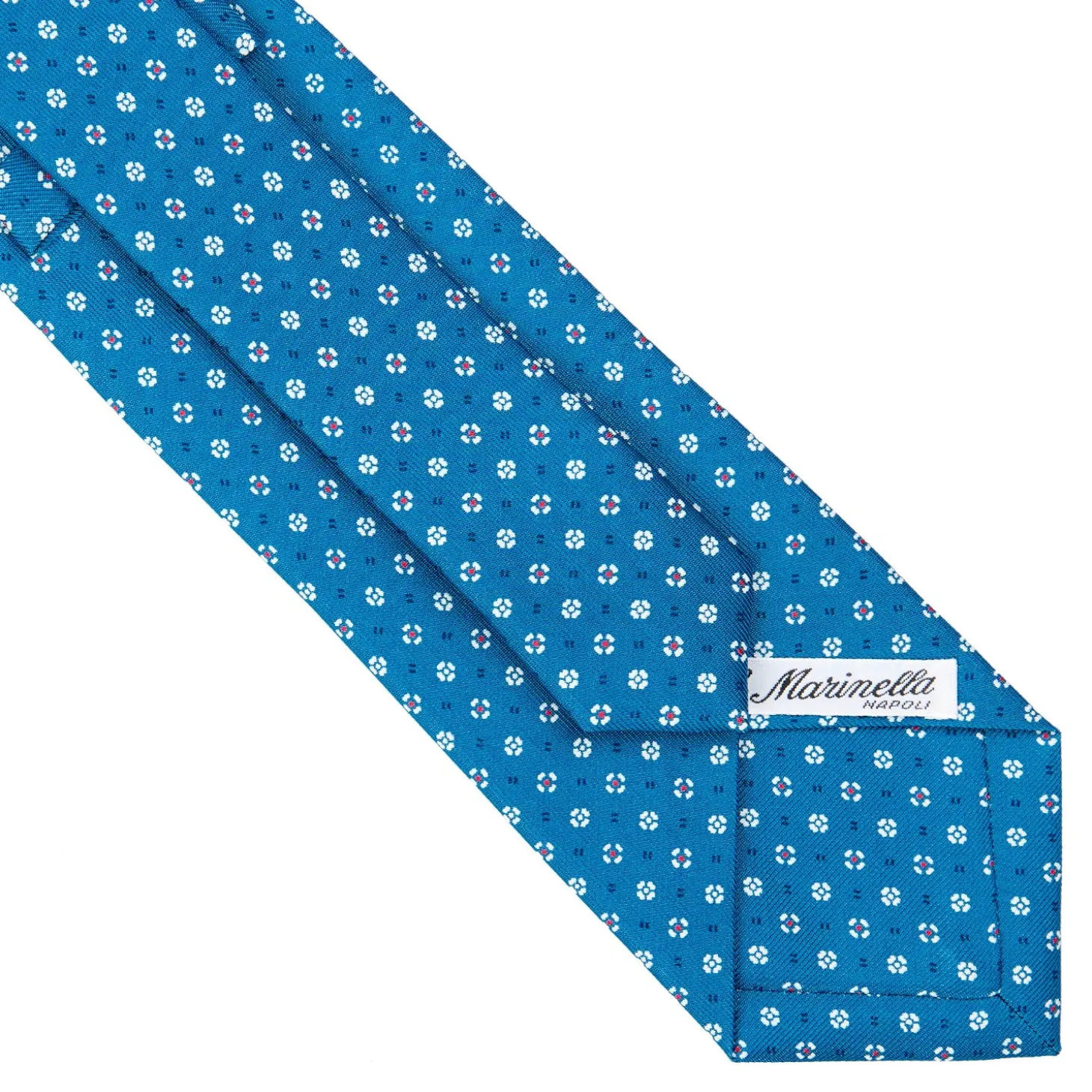 CRAVATTA SARTORIALE CLASSICA IN SETA BLU MEDIO Microfantasia fiore