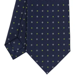 CRAVATTA SARTORIALE CLASSICA IN SETA BLU SCURO Microfantasia fiore