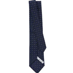 CRAVATTA SARTORIALE CLASSICA IN SETA BLU SCURO Microfantasia fiore