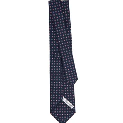 CRAVATTA SARTORIALE CLASSICA IN SETA BLU SCURO Microfantasia fiore