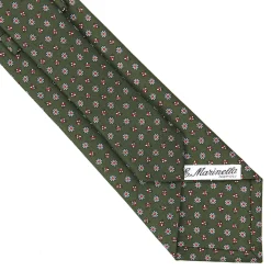 CRAVATTA SARTORIALE CLASSICA IN SETA VERDE OLIVA Microfantasia fiore