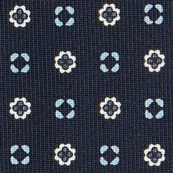 CRAVATTA SARTORIALE CLASSICA IN SETA BLU SCURO Microfantasia fiore