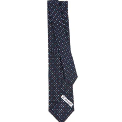CRAVATTA SARTORIALE CLASSICA IN SETA BLU SCURO Microfantasia fiore