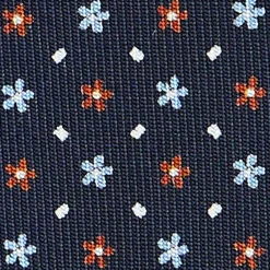 CRAVATTA SARTORIALE CLASSICA IN SETA BLU SCURO Microfantasia fiore