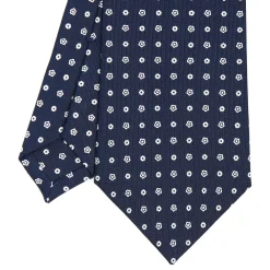 CRAVATTA SARTORIALE CLASSICA IN SETA BLU SCURO Microfantasia fiore