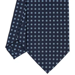 CRAVATTA SARTORIALE CLASSICA IN SETA BLU SCURO Microfantasia fiore