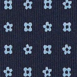 CRAVATTA SARTORIALE CLASSICA IN SETA BLU SCURO Microfantasia fiore