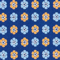 CRAVATTA SARTORIALE CLASSICA IN SETA BLU Microfantasia fiore