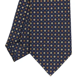 CRAVATTA SARTORIALE CLASSICA IN SETA BLU SCURO Microfantasia fiore