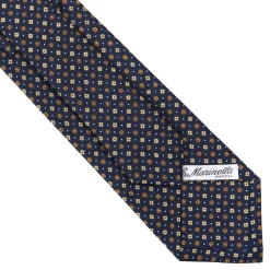 CRAVATTA SARTORIALE CLASSICA IN SETA BLU SCURO Microfantasia fiore