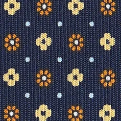 CRAVATTA SARTORIALE CLASSICA IN SETA BLU SCURO Microfantasia fiore