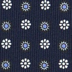 CRAVATTA SARTORIALE CLASSICA IN SETA BLU SCURO Microfantasia fiore