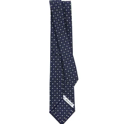 CRAVATTA SARTORIALE CLASSICA IN SETA BLU SCURO Microfantasia fiore