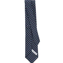 CRAVATTA SARTORIALE CLASSICA IN SETA BLU SCURO Microfantasia fiore