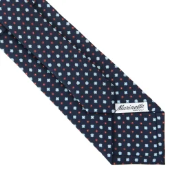 CRAVATTA SARTORIALE CLASSICA IN SETA BLU SCURO Microfantasia fiore