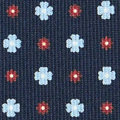 CRAVATTA SARTORIALE CLASSICA IN SETA BLU SCURO Microfantasia fiore