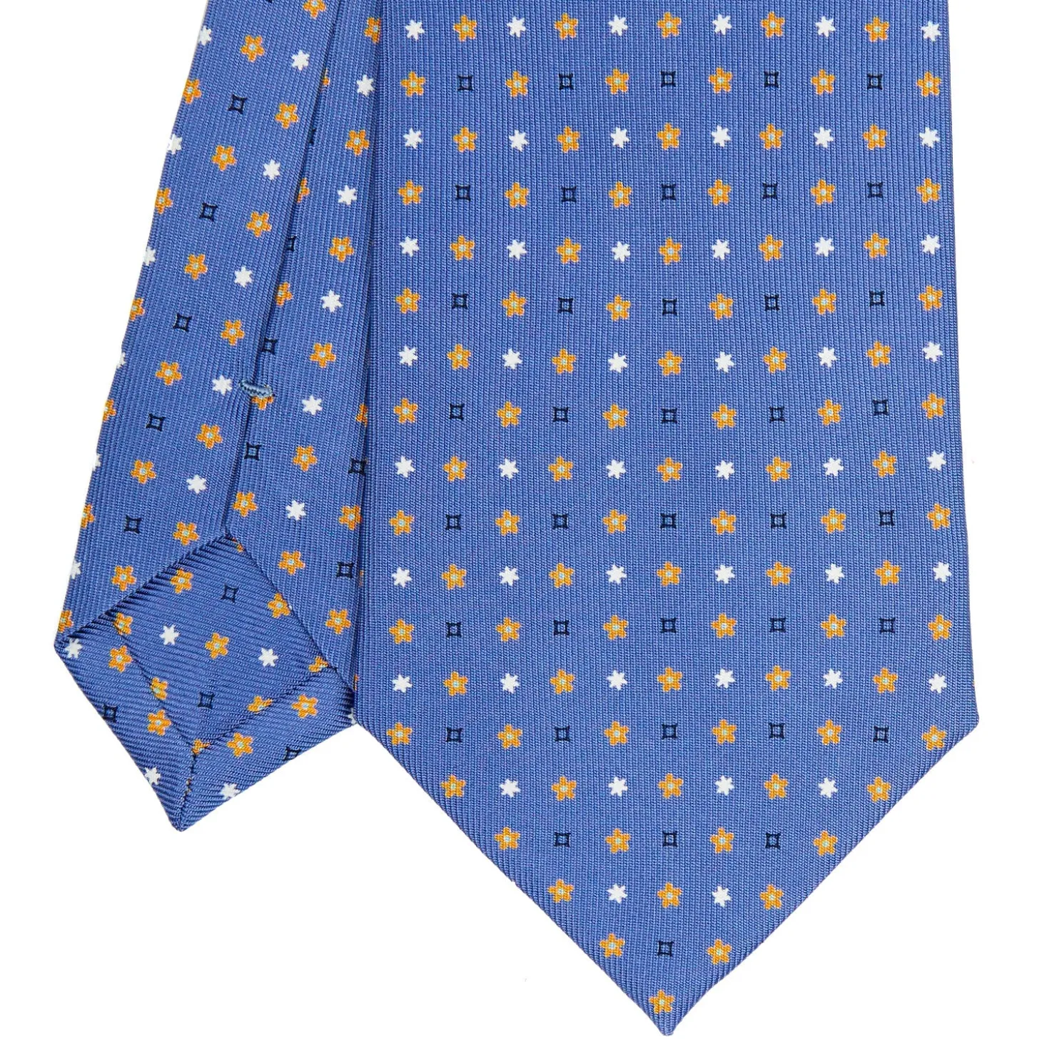 CRAVATTA SARTORIALE CLASSICA IN SETA AZZURRO POLVERE Microfantasia fiore