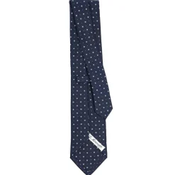CRAVATTA SARTORIALE CLASSICA IN SETA BLU SCURO Microfantasia fiore