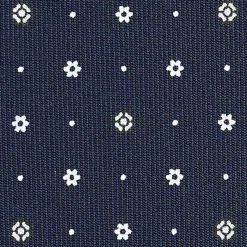 CRAVATTA SARTORIALE CLASSICA IN SETA BLU SCURO Microfantasia fiore