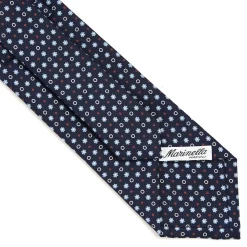 CRAVATTA SARTORIALE CLASSICA IN SETA BLU SCURO Microfantasia fiore